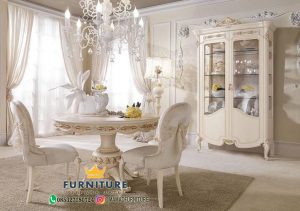 Set Meja Makan Bulat White Duco Terbaru