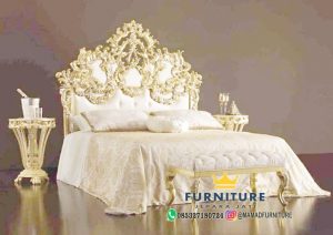 Tempat Tidur Mewah Ukiran Relief Gold Duco