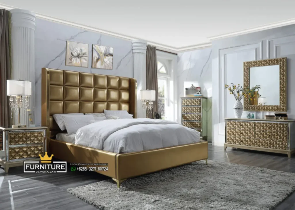 Set Kamar Tidur Kayu Jati Minimalis Kombinasi Stanless Steela