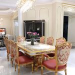 Meja Makan Modern Ukir Mewah Jati Solid